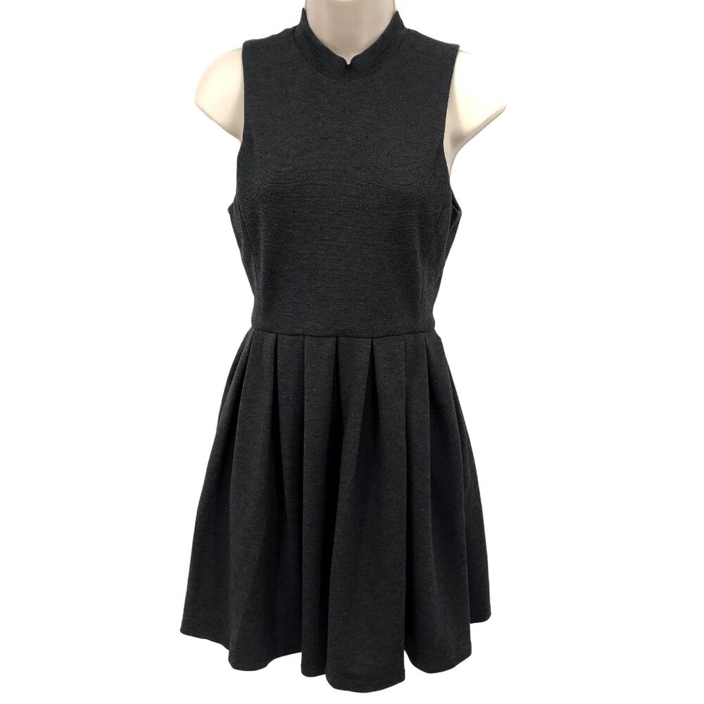 Talula Womens Charcoal Thick Knit Fit & Flare Sleeveless Mini Dress Size 6